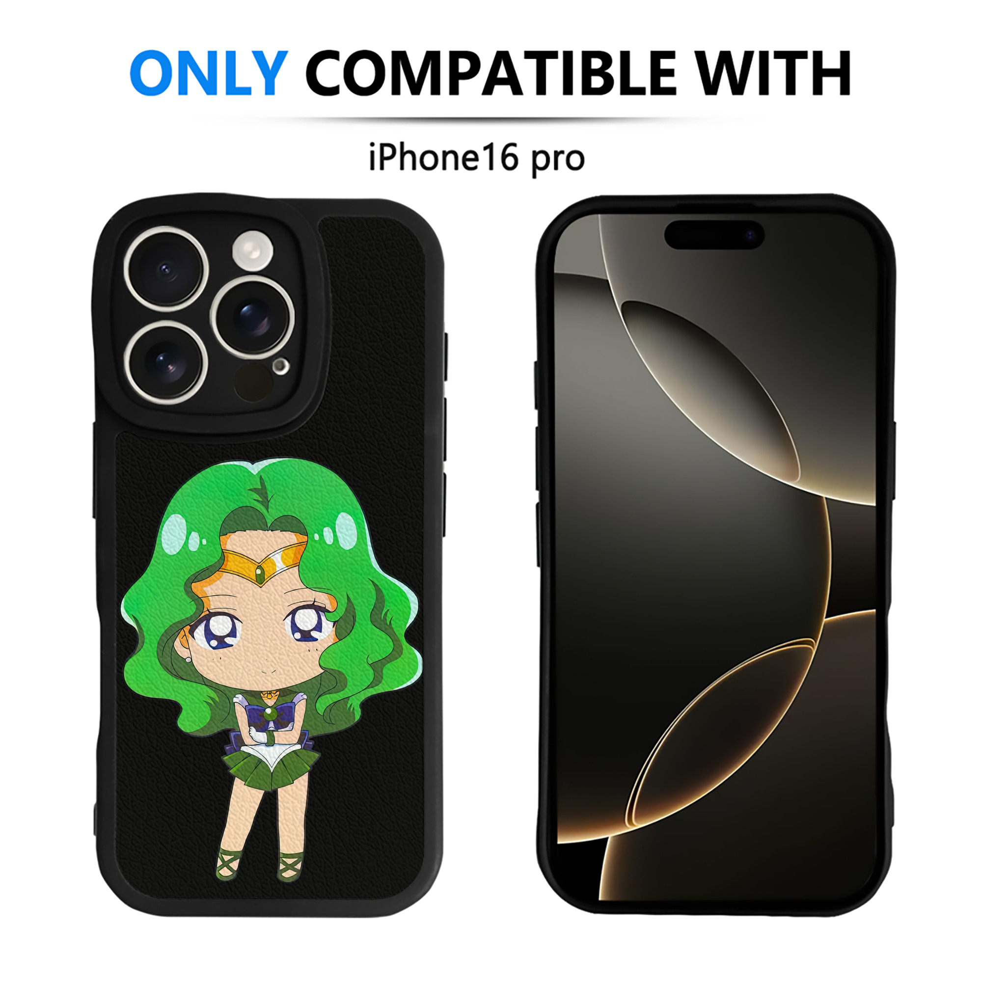 （画像用） 美少女戦士セーラームーン 海王 みちる（かいおう みちる） Sailor Moon Kaiou Michiru 【iPhone 16シリーズ対応】シリコンスマホケース（レザー調） 材質：シリコン